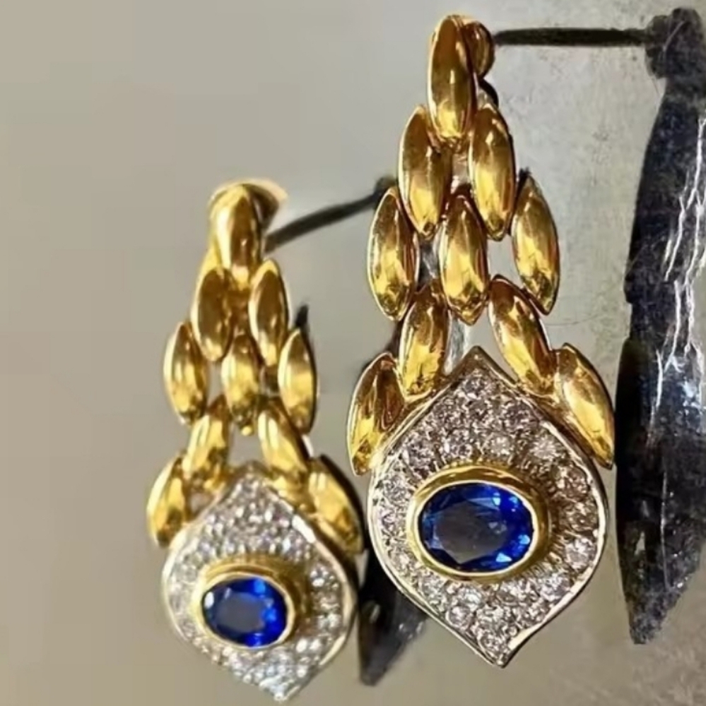 Palace Style Golden Greek Eye Devil's Eye Earrings